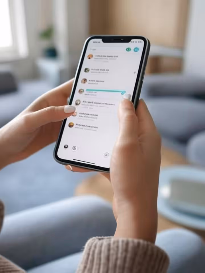 Écran de smartphone montrant des messages espacés typiques du breadcrumbing