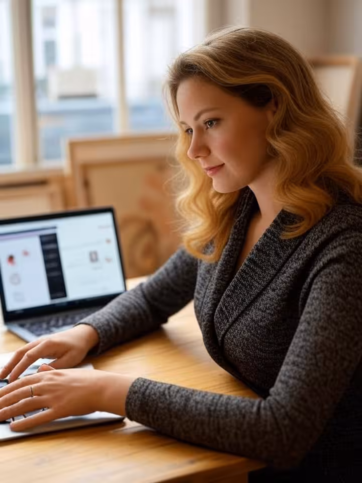 Jonge Europese vrouw gebruikt een dating app in een Parijse studio