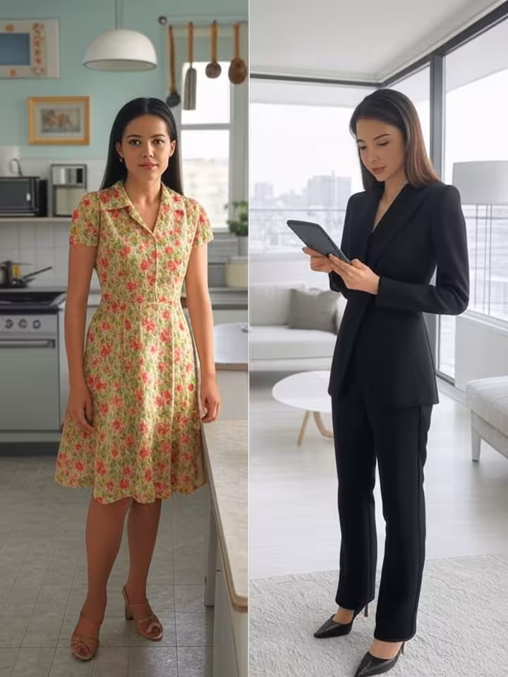 Compositie die het contrast laat zien tussen traditionele en moderne levensstijlen